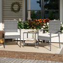 3 Piece Patio Furniture Set with Seat Cushions and Tempered Glass Tabletop for Balcony by LJGDeals