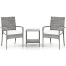 3 Piece Patio Furniture Set with Seat Cushions and Tempered Glass Tabletop for Balcony by LJGDeals