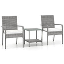 3 Piece Patio Furniture Set with Seat Cushions and Tempered Glass Tabletop for Balcony by LJGDeals