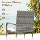 3 Piece Patio Furniture Set with Seat Cushions and Tempered Glass Tabletop for Balcony by LJGDeals