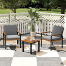 3 Piece Patio Furniture Set Outdoor Conversation Set with Coffee Table-Grey by LJGDeals