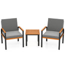 3 Piece Patio Furniture Set Outdoor Conversation Set with Coffee Table-Grey