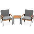 3 Piece Patio Furniture Set Outdoor Conversation Set with Coffee Table-Grey by LJGDeals