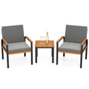 3 Piece Patio Furniture Set Outdoor Conversation Set with Coffee Table-Grey by LJGDeals