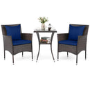 3 Pieces Patio Furniture Set with Cushioned Patio Chairs and Tempered Glass Coffee Table-Brown by LJGDeals