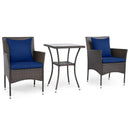 3 Pieces Patio Furniture Set with Cushioned Patio Chairs and Tempered Glass Coffee Table-Brown by LJGDeals