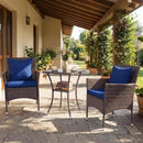 3 Pieces Patio Furniture Set with Cushioned Patio Chairs and Tempered Glass Coffee Table-Brown by DirectDeals