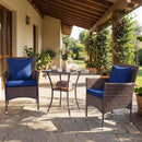 3 Pieces Patio Furniture Set with Cushioned Patio Chairs and Tempered Glass Coffee Table-Brown by LJGDeals