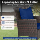 3 Pieces Patio Furniture Set with Cushioned Patio Chairs and Tempered Glass Coffee Table-Brown by LJGDeals