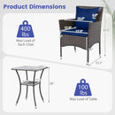 3 Pieces Patio Furniture Set with Cushioned Patio Chairs and Tempered Glass Coffee Table-Brown by LJGDeals
