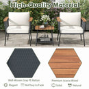 3 Piece Patio Furniture Set Rattan Chair Set with 2-Tier Coffee Table-White by LJGDeals