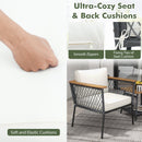 3 Piece Patio Furniture Set Rattan Chair Set with 2-Tier Coffee Table-White