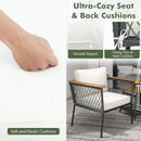 3 Piece Patio Furniture Set Rattan Chair Set with 2-Tier Coffee Table-White by LJGDeals
