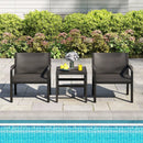 3 Piece Patio Furniture Set with 2 Modern Rattan Armchair and 25 Inch Squire Side Table-Black by LJGDeals