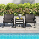 3 Piece Patio Furniture Set with 2 Modern Rattan Armchair and 25 Inch Squire Side Table-Black