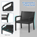 3 Piece Patio Furniture Set with 2 Modern Rattan Armchair and 25 Inch Squire Side Table-Black