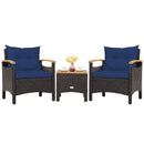 3 Pieces Patio Rattan Furniture Set with Removable Cushion by LJGDeals