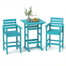 3-Piece Patio HDPE Bar Set with Square High-Top Table for Backyard and Poolside by DirectDeals