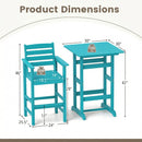 3-Piece Patio HDPE Bar Set with Square High-Top Table for Backyard and Poolside by LJGDeals