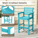 3-Piece Patio HDPE Bar Set with Square High-Top Table for Backyard and Poolside by LJGDeals