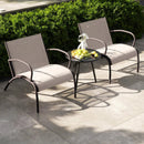 3 Piece Patio Metal Aluminum Wide Armchair and Table Set-Rusic Brown by LJGDeals