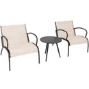 3 Piece Patio Metal Aluminum Wide Armchair and Table Set-Rusic Brown by LJGDeals