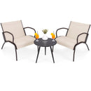 3 Piece Patio Metal Aluminum Wide Armchair and Table Set-Rusic Brown by LJGDeals