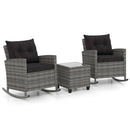 3-Piece Patio Rocking Chair Set with Glass Table & Cushions by LJGDeals