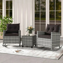 3-Piece Patio Rocking Chair Set with Glass Table & Cushions by DirectDeals