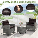 3-Piece Patio Rocking Chair Set with Glass Table & Cushions by LJGDeals