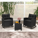 3-Piece Patio Rocking Chair Set with Glass Table & Cushions by LJGDeals