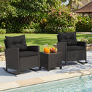 3-Piece Patio Rocking Chair Set with Glass Table & Cushions by LJGDeals