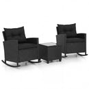 3-Piece Patio Rocking Chair Set with Glass Table & Cushions by LJGDeals