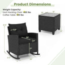3-Piece Patio Rocking Chair Set with Glass Table & Cushions by LJGDeals