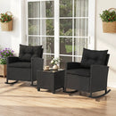 3-Piece Patio Rocking Chair Set with Glass Table & Cushions by LJGDeals