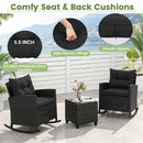 3-Piece Patio Rocking Chair Set with Glass Table & Cushions by DirectDeals