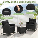 3-Piece Patio Rocking Chair Set with Glass Table & Cushions by LJGDeals