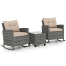 3-Piece Patio Rocking Chair Set with Glass Table by LJGDeals