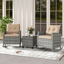 3-Piece Patio Rocking Chair Set with Glass Table by LJGDeals
