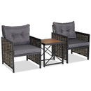 3 Piece Patio Rattan Furniture Set with Acacia Wood Tabletop by LJGDeals