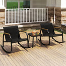 3-Piece Patio Rocking Bistro Set with Glass Coffee Table