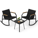3-Piece Patio Rocking Bistro Set with Glass Coffee Table