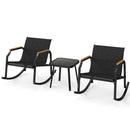 3-Piece Patio Rocking Bistro Set with Glass Coffee Table