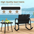3-Piece Patio Rocking Bistro Set with Glass Coffee Table