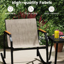 3 Piece Patio Rocking Bistro Set with Tempered Glass Coffee Table and Armrests for Porch-Brown by LJGDeals