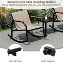 3 Piece Patio Rocking Bistro Set with Tempered Glass Coffee Table and Armrests for Porch-Brown by LJGDeals