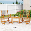 3 Piece Patio Rocking Set Acacia Wood Rocker Bistro Set with Rattan Seat and Back by LJGDeals