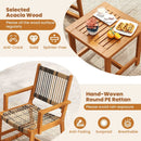 3 Piece Patio Rocking Set Acacia Wood Rocker Bistro Set with Rattan Seat and Back by LJGDeals