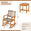 3 Piece Patio Rocking Set Acacia Wood Rocker Bistro Set with Rattan Seat and Back by LJGDeals