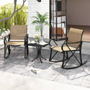 3 Piece Patio Rocking Set with Smooth Rocking Motion Outdoor Rocker Chair Bistro Set by LJGDeals